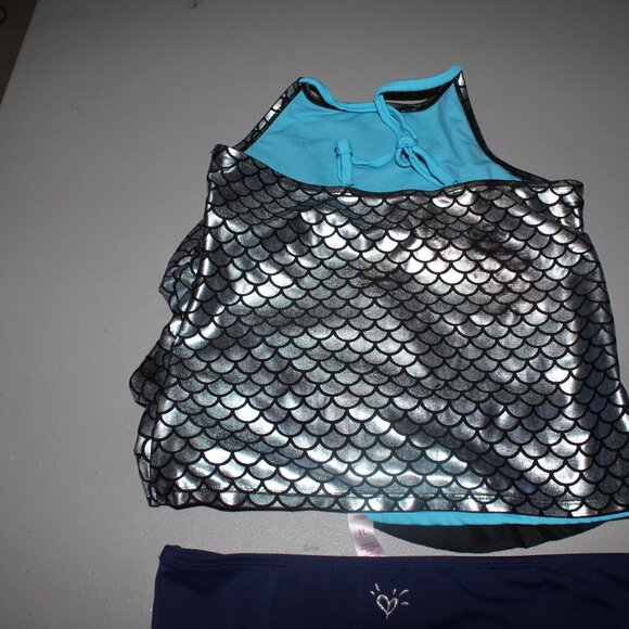 Multi Color 2 Pcs Justice Tankini Swimsuit Size 14 - Picture 6 of 10